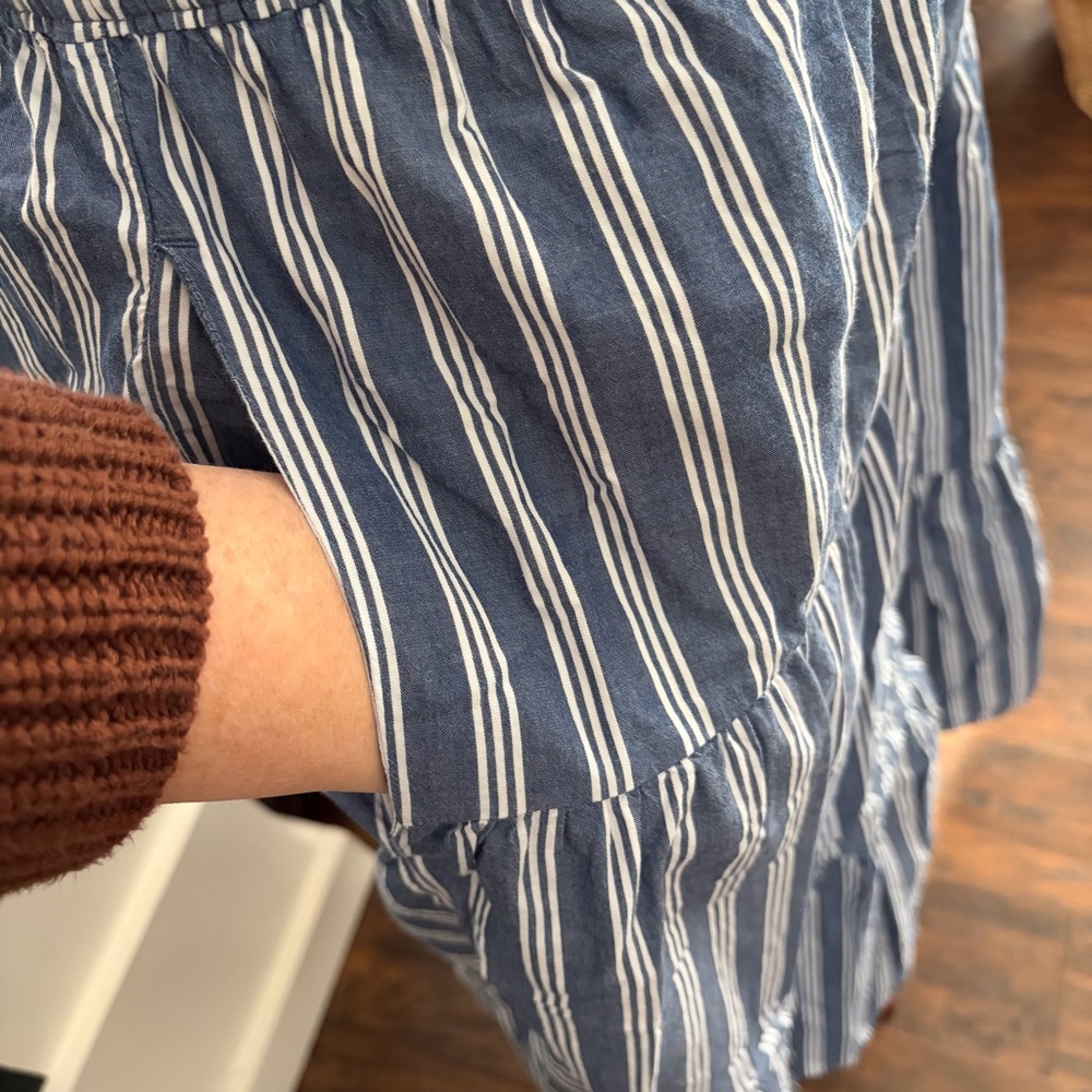 Cotton Vertical Striped Old Navy Pull On Midi Nautical Skirt With Pockets - Picture 4 of 12
